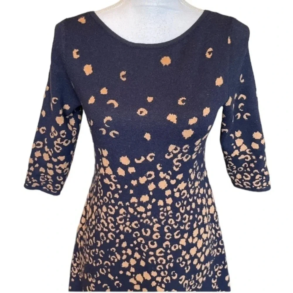 Anthropologie Dress Womens XS Maeve Sweater Animal Print Warm Scoop Back Y2K - Picture 9 of 15